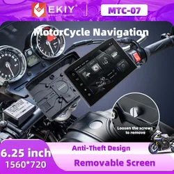 EKIY Motorcycle GPS 6.25 inch WiFi MOTO Navigation Waterproof Carplay Display Screen Portable Anti-Theft Removable Screen