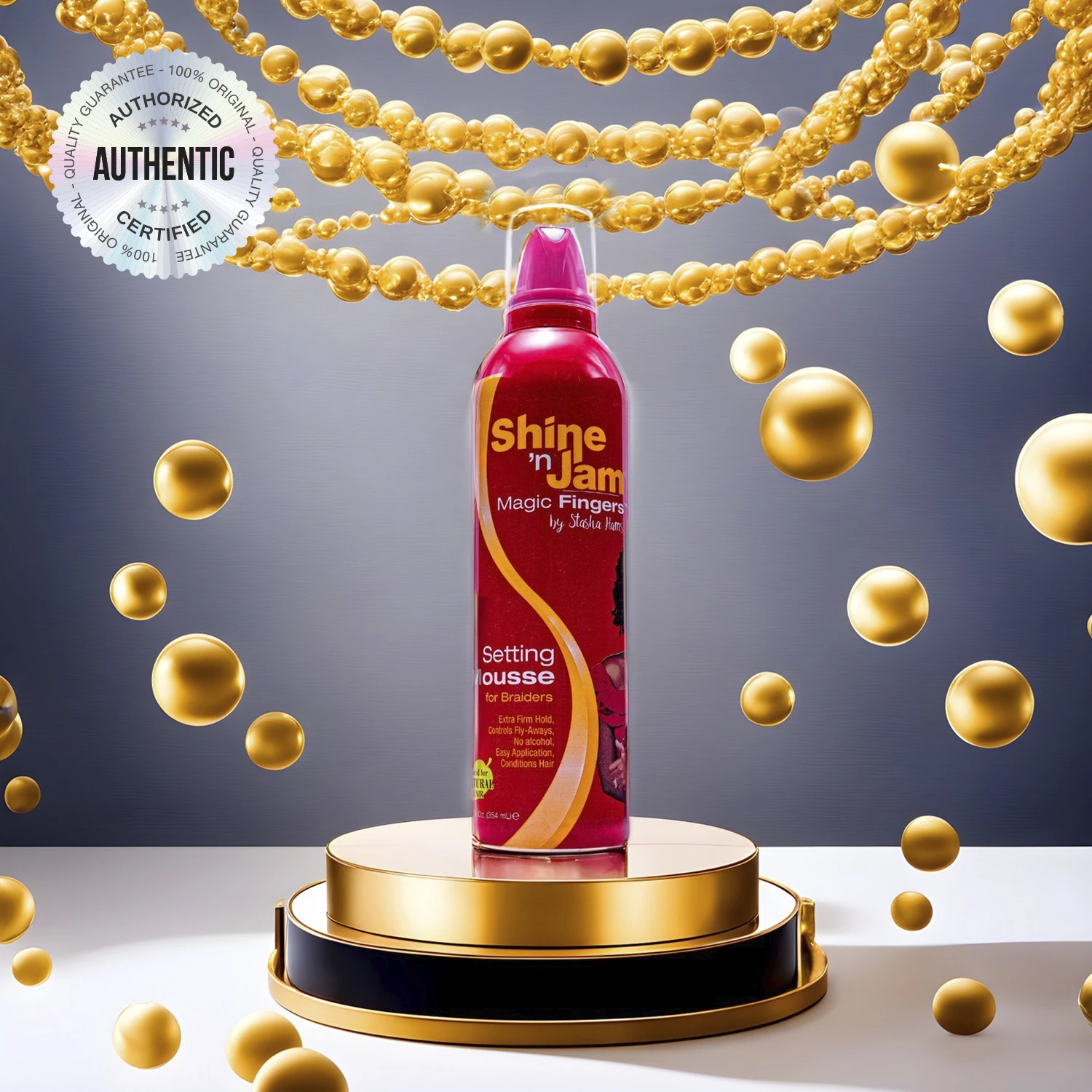 Shine 'n Jam Magic Fingers Setting Mousse for Braiders 12oz - Smooths & Sets Braids, Adds Shine, Lightweight Formula