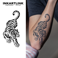 Tiger Temporary Tattoo - 15-Day Waterproof Body Art, 3D Tiger Claw Etching Tech for Asian Festival