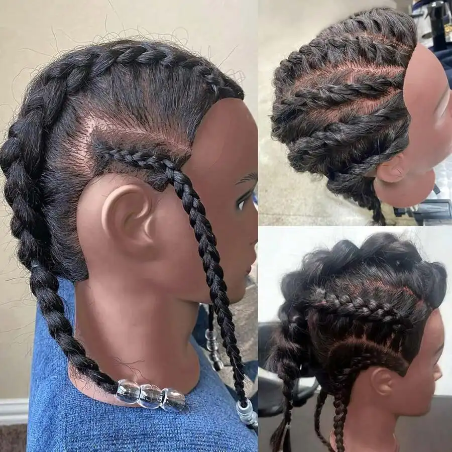 100% Real Hair Mannequin Head with 16' Human Hair for Hairdresser Training Practice Professional Cosmetology Headdoll With Stand