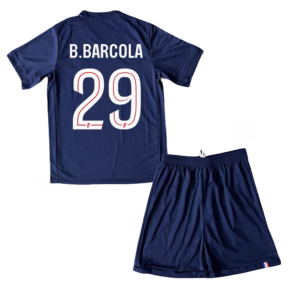 25-26 ملابس رياضية جديدة للرجال/الأطفال لكرة القدم PSG # 29 B.Barcola Jerseys Fashion Sports T-shirt أزرق #1
