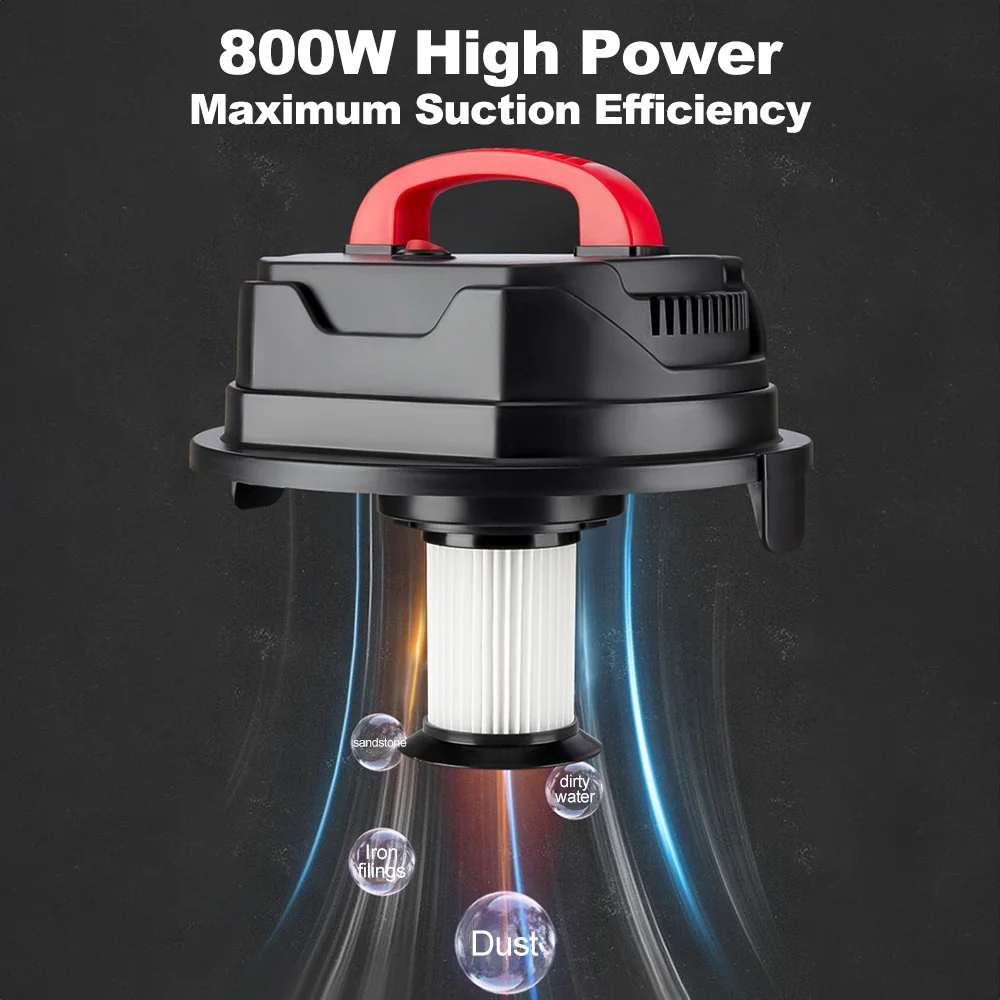 مكنسة كهربائية للغبار الجاف/الرطب سعة 15 لتر، سلك 4 أمتار، وظيفة نفخ محمولة، تصميم دلو كبير للاستخدام التجاري للسيارة المنزلية