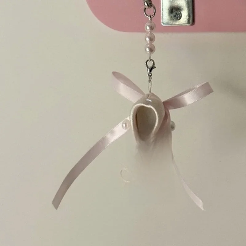 Perlen Balletts chuh Anhänger Schlüssel bund Band Bowknot Tasche Charme Auto Schlüssel ring Behänge