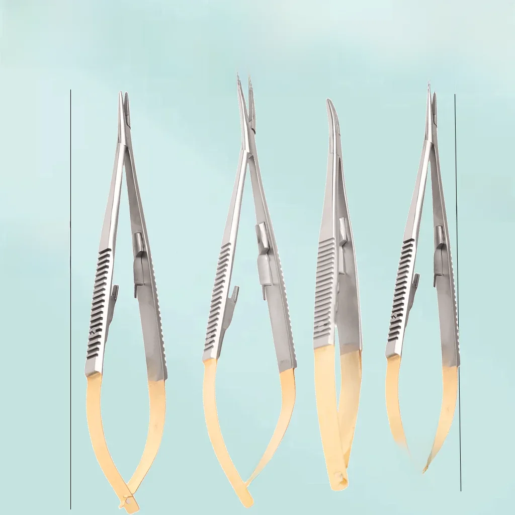 1 szt. Implant dentystyczny Castroviejo uchwyty na igły 14cm 16cm ortodontyczne proste/zakrzywione głowice narzędzia stomatologiczne szczypce chirurgiczne kleszcze — zdjęcie 2