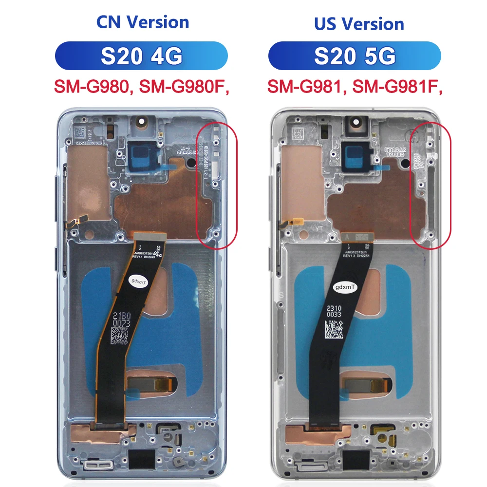 AMOLED LCD With Frame For SAMSUNG S20 LCD G980 SM-G980F SM-G980F/DS Display Touch Screen Digitizer Assembly Replace