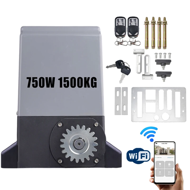 750W Automatic Sliding Gate Opener WIFI Smart Control Electric Sliding Door Motor with 2 Remote Controls for Villa Gate Garage D