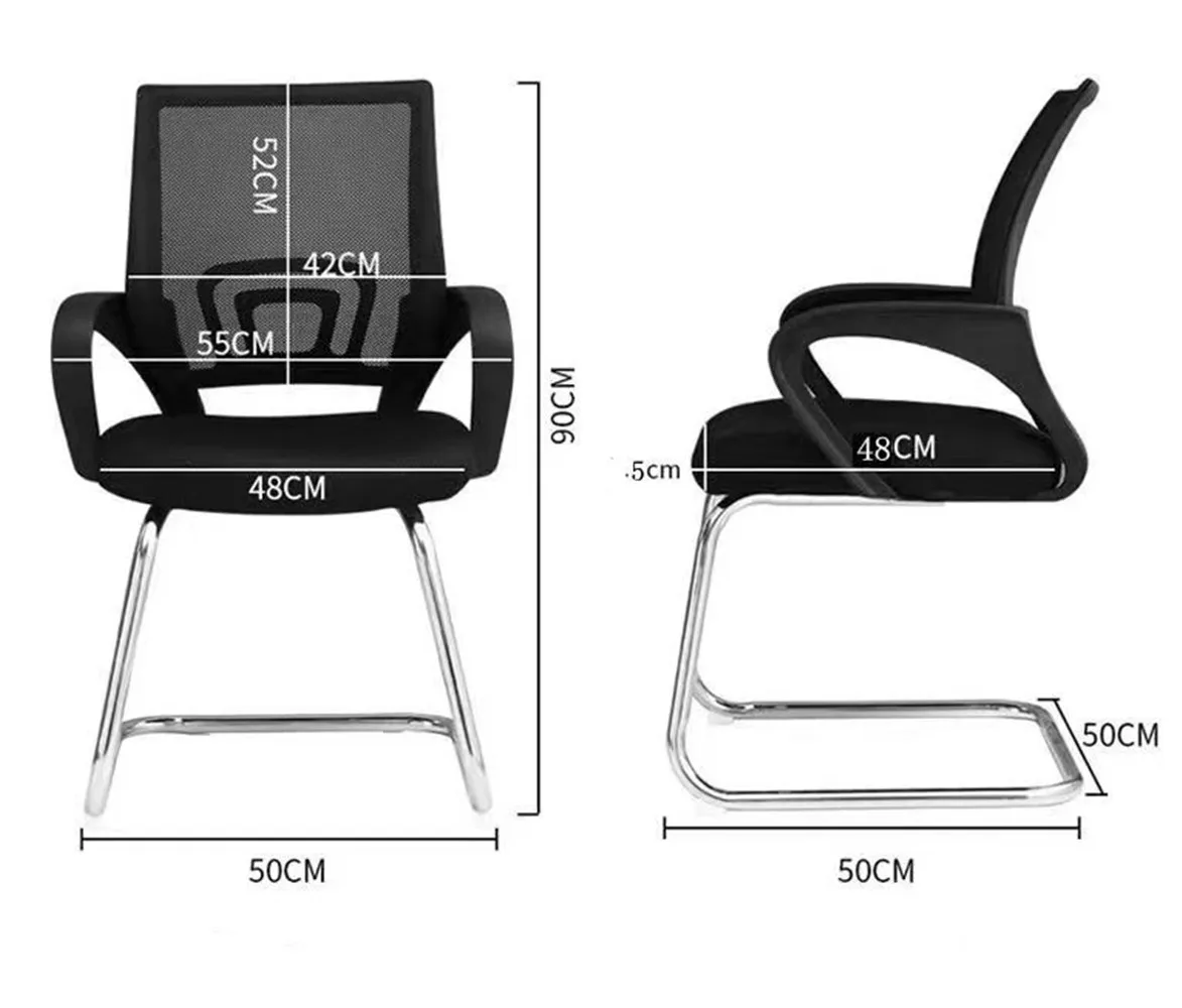 كرسي مكتب مع دعم قطني ، كرسي مكتبي بذراعين بدون عجلات ، كراسي مكتب ومنزل ، مقوسة معدنية #2
