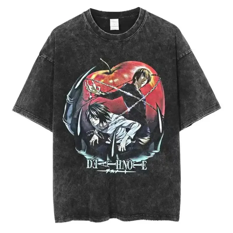 Women Man T-shirt Japanese Anime Death Note Print Punk Gothic T-Shirt 2024 Harajuku Style Cotton Loose Short Sleeve Tee Shirts