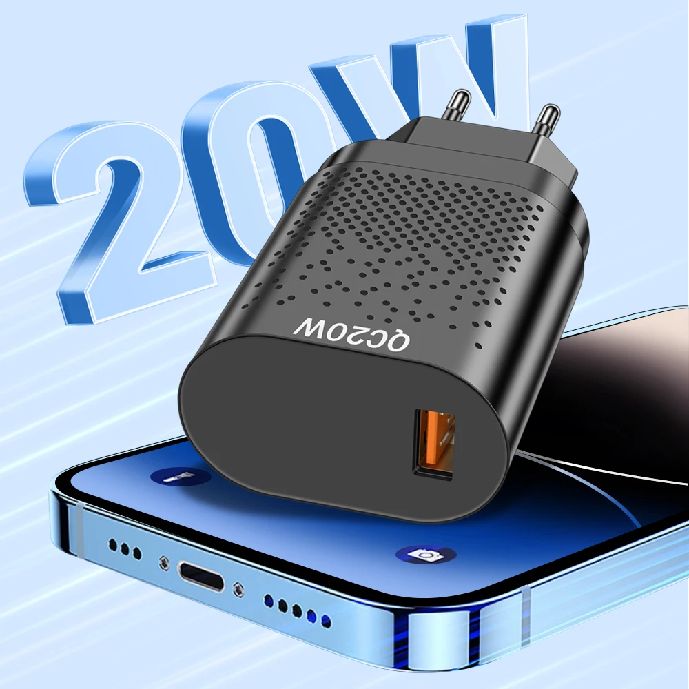 شاحن USB محمول لوحي ، دعم الشحن السريع لهاتف آيفون 15 و 14 و 13 و 12 و 11 برو ماكس و 8 بلس و شاومي و أوبو و و 20 واط #2