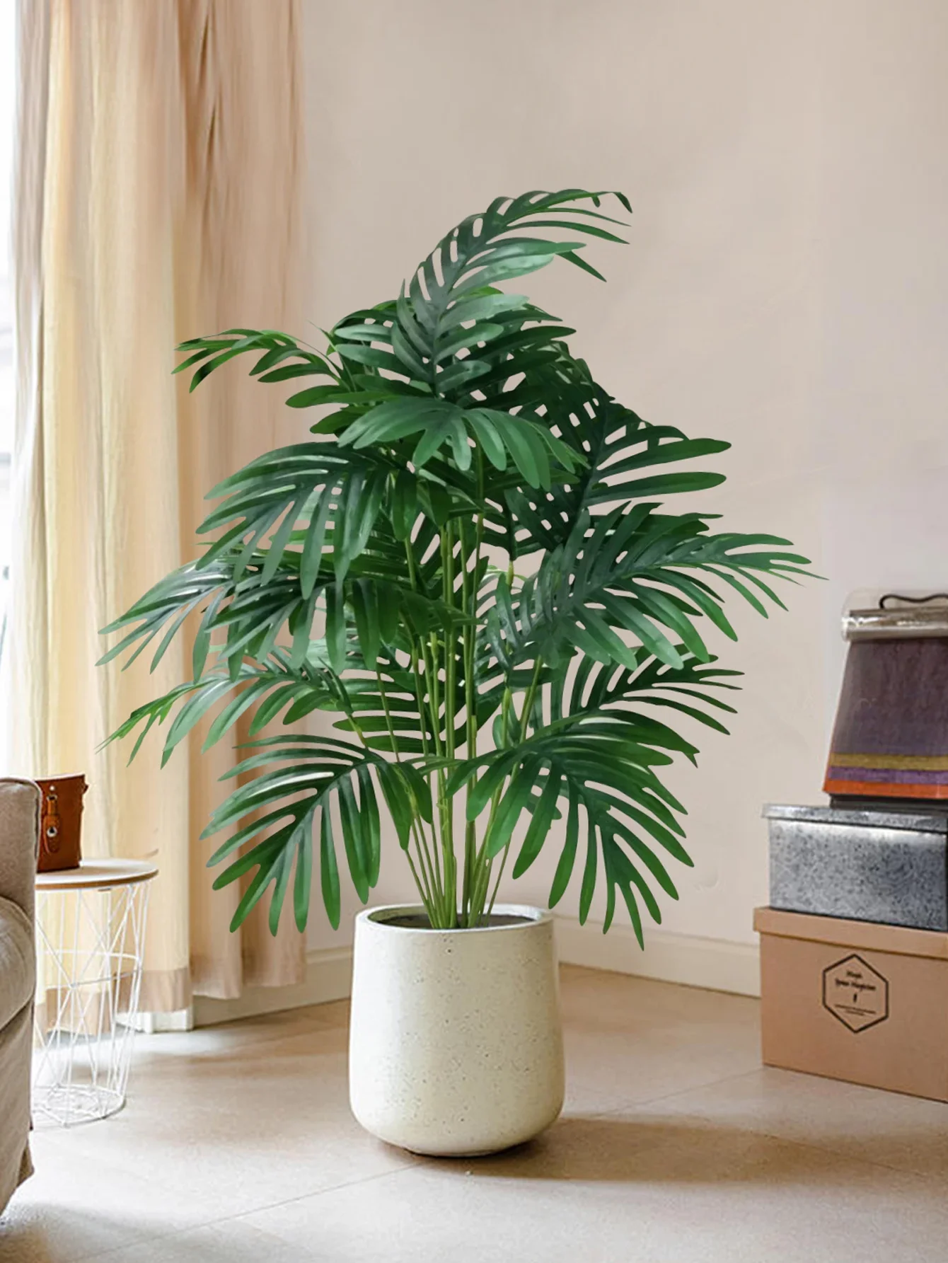 70-80cm Duża sztuczna palma Tropikalne zielone liście Fałszywe rośliny Plastikowa gałąź drzewa Monstera Faux do wystroju domowej kuchni — zdjęcie 2