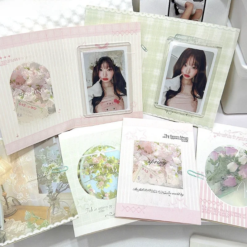 Carte pliante coréenne Ins Spring Field, 10 pièces, carte Photo Kpop Star 3 pouces, matériel d'emballage, carte Kawaii, carte fixe pour Message