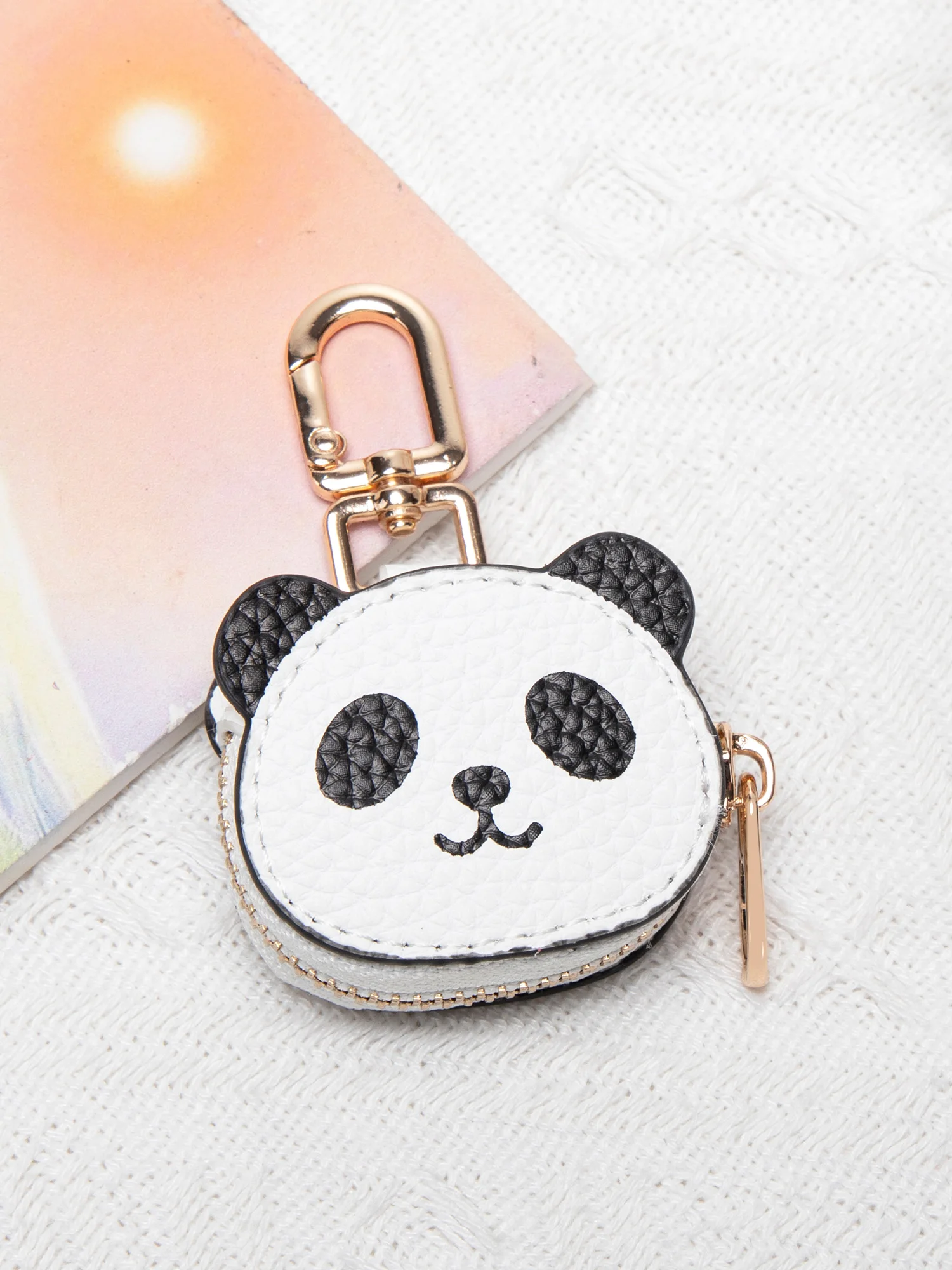 Mini Money Shaped Coin Purse PU Leather Panda Keychain Pendant Portable Personalized Headphone Storage Bag Girls Wallet Gift