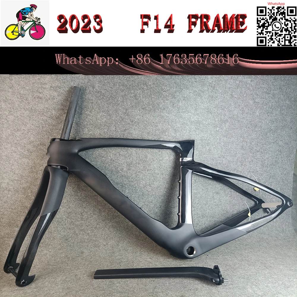 

2024 T1100 F14 Road Carbon Frameset Glossy Carbon Road Frame Full Carbon Fiber Road bicycle Frames Handlebar BB68