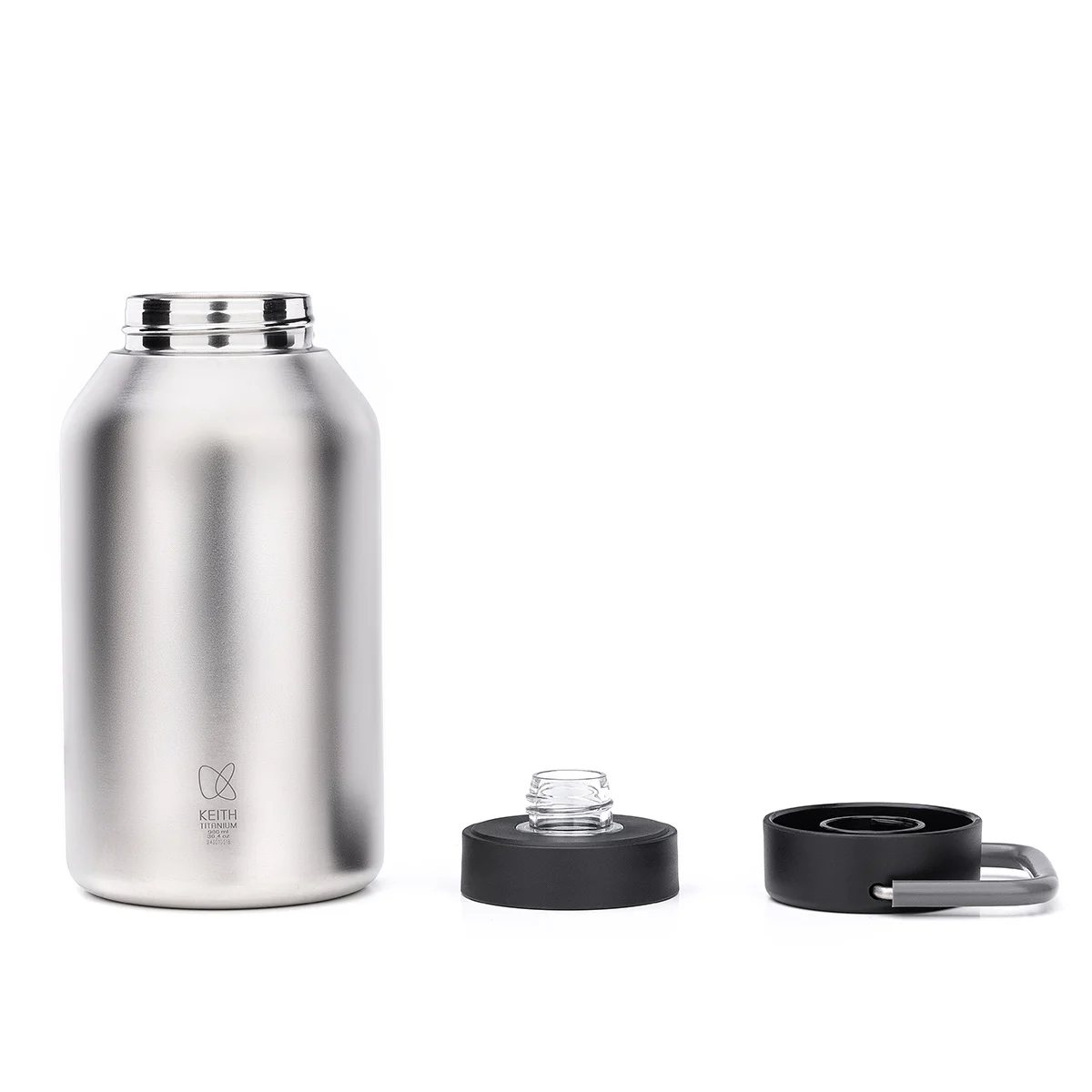 KEITH Pure Titanium Insulated Water Bottle 900ml, Hot & Cold Retention Flask with Carry Handle for Hiking Gym Daily Use