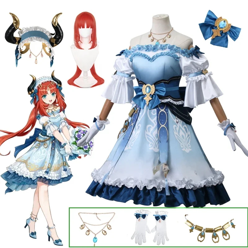 Nilou Cosplay Kostuum Genshin Impact Pruik Rood Haar Vrouwen Danser Jurk Carnaval Uniform Anime Halloween Kostuums - afbeelding 2