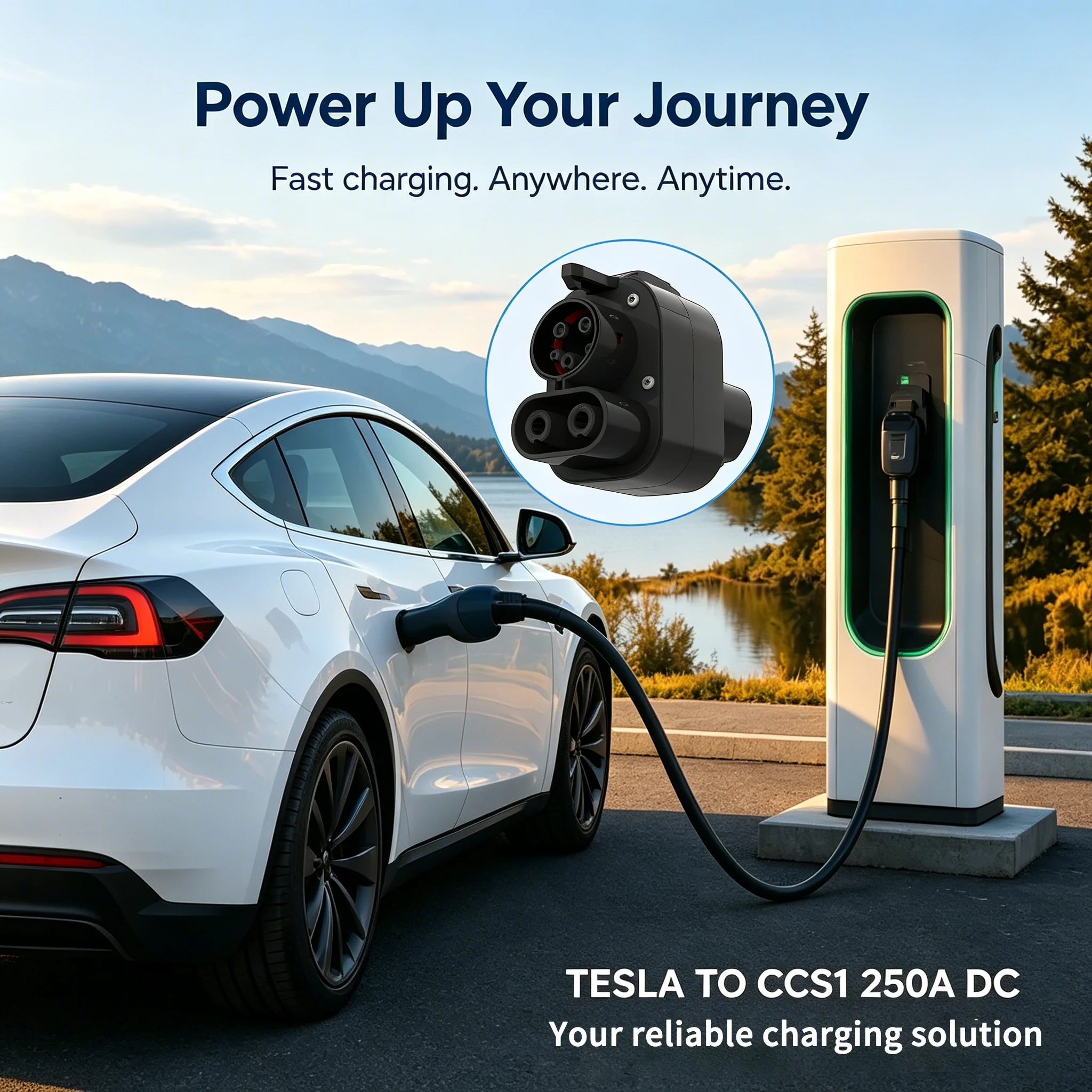 우펜 NACS-CCS1 어댑터 테슬라-CCS1 고속 충전 어댑터 250A 250KW EV 충전기 컨버터 (포드, GM, 리비안 호환) 썸네일 3