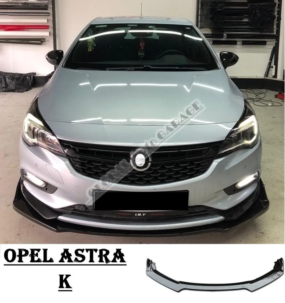 For Opel Astra K Front Bumper Attachment Lip 2014-2020 Piano Glossy Black Splitter Diffuser Universal Spoiler Bumper