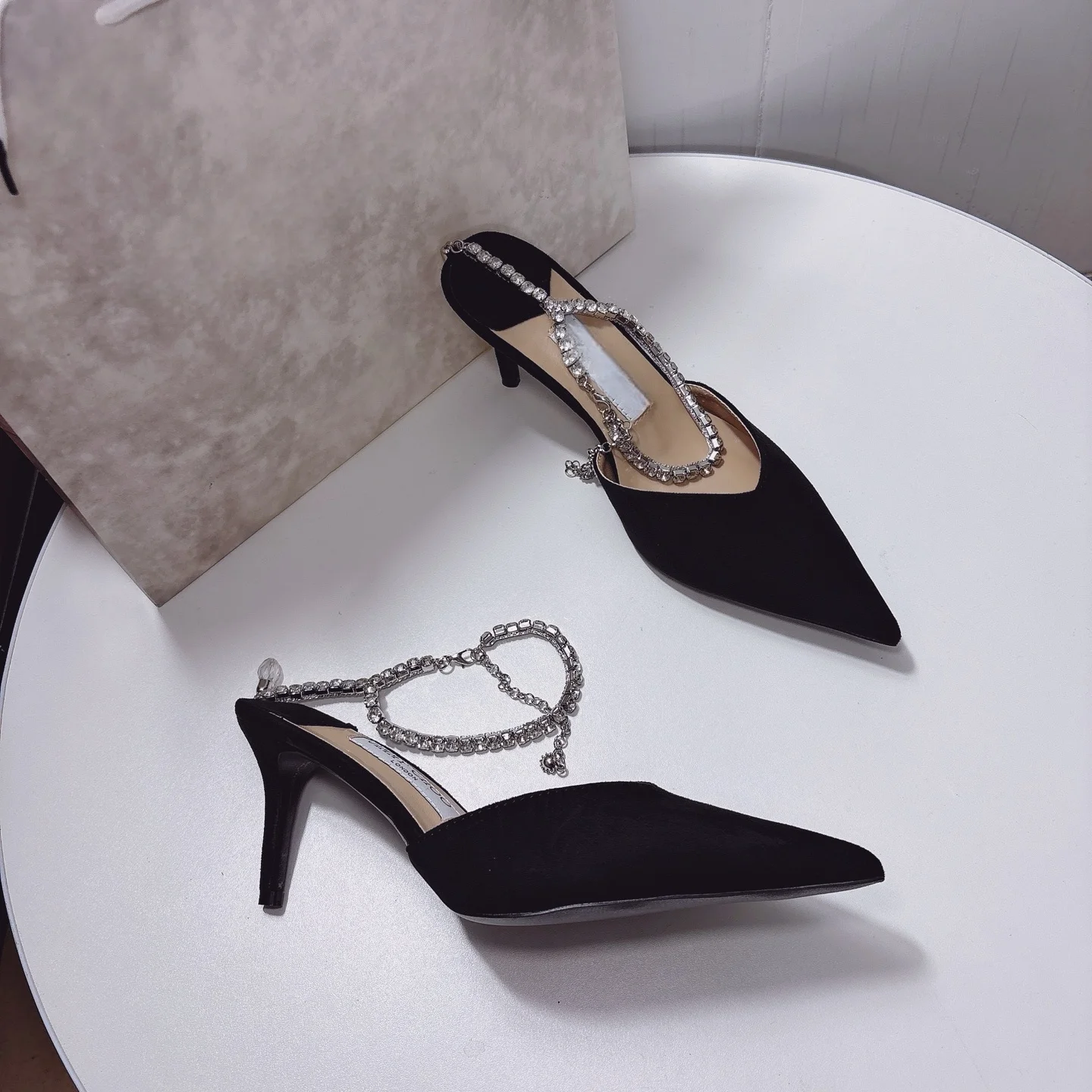 2026 Summer New Style Women's High Heels - Leather Material Style - High-end European Style Black Beautiful Lady Evening Shoes