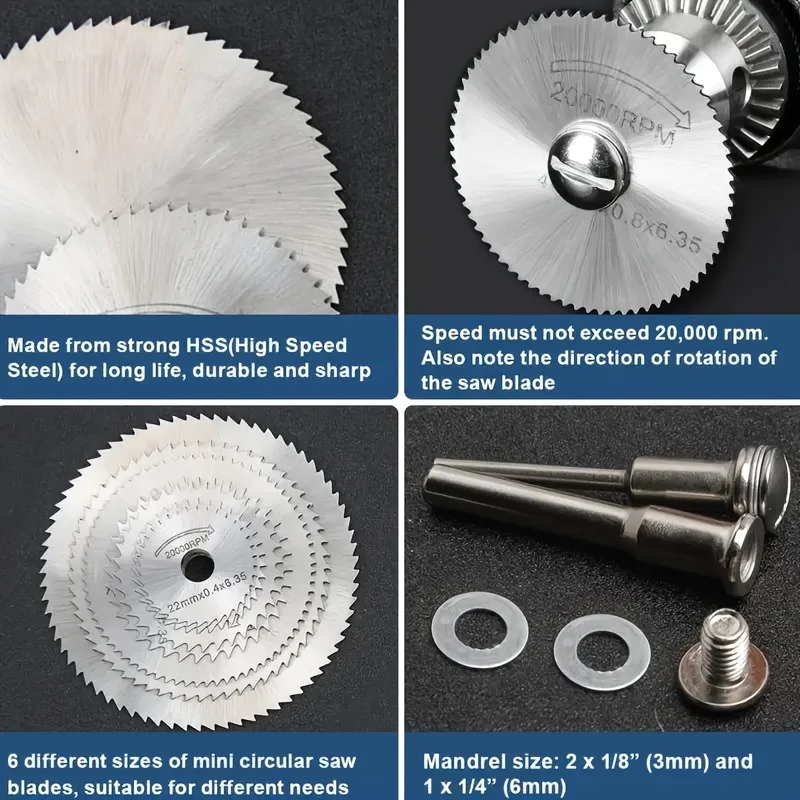 1 set of 8-piece drill bit rotary tool cutting blade set, rotary tool drill saw blade, 6-piece high-speed steel saw blade with 1 view 5