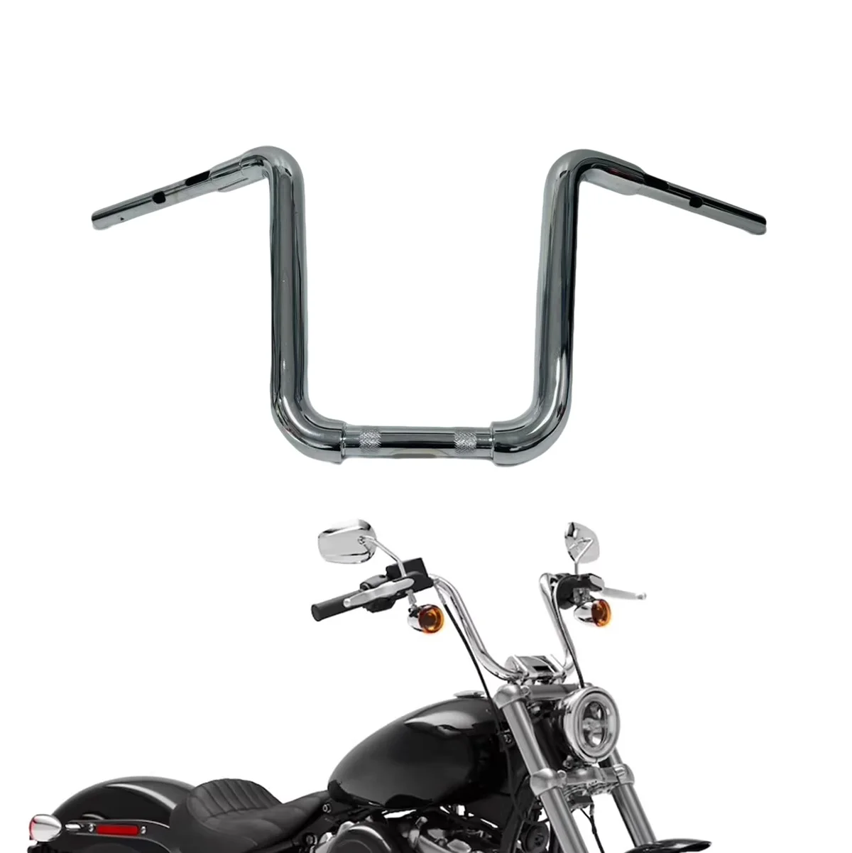 Руль мотоцикла 1-1/2 дюйма на заказ, 10 дюймов, 12 дюймов, 14 дюймов, 16 дюймов, подъем для Harley Fat Boy Breakout Softail Low Rider Street Bob 2025