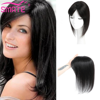 SMATE 12*13CM Human Hair Toppers With 3 Clip For Fashion Women Human Hair 100% Real Remy Human Hair  Nature Black Human Hair