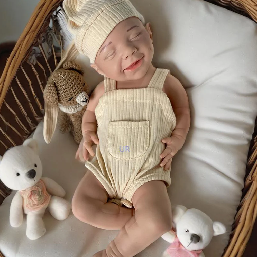 

17 Inch Exquisite Reborn Dolls Lifelike Smiling Face Rebirth Dolls Handmade 3D Silicone Newborn Girl Doll For Artists Collection