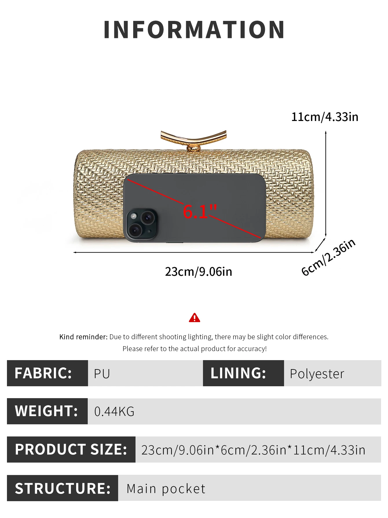 Gewebte zylindrische Damen-Abendtasche, luxuriöse unifarbene Handtasche, stilvolle Party-Hochzeits-Clutch, elegante vielseitige Umhängetasche – Detail 3