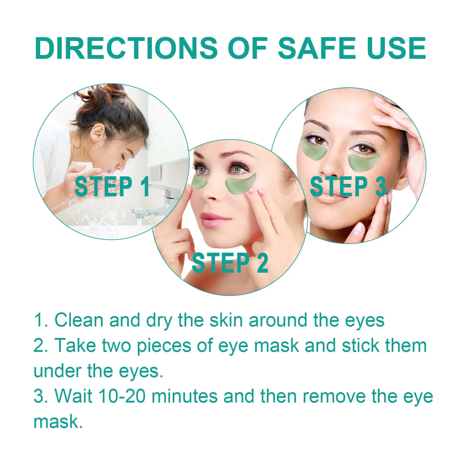 EELHOE Moisturizing Seaweed Firming Eye Mask Anti Dark Circle Puffiness Eye Patches Fine Lines Fade Relieve Eye Skin Care 60pcs