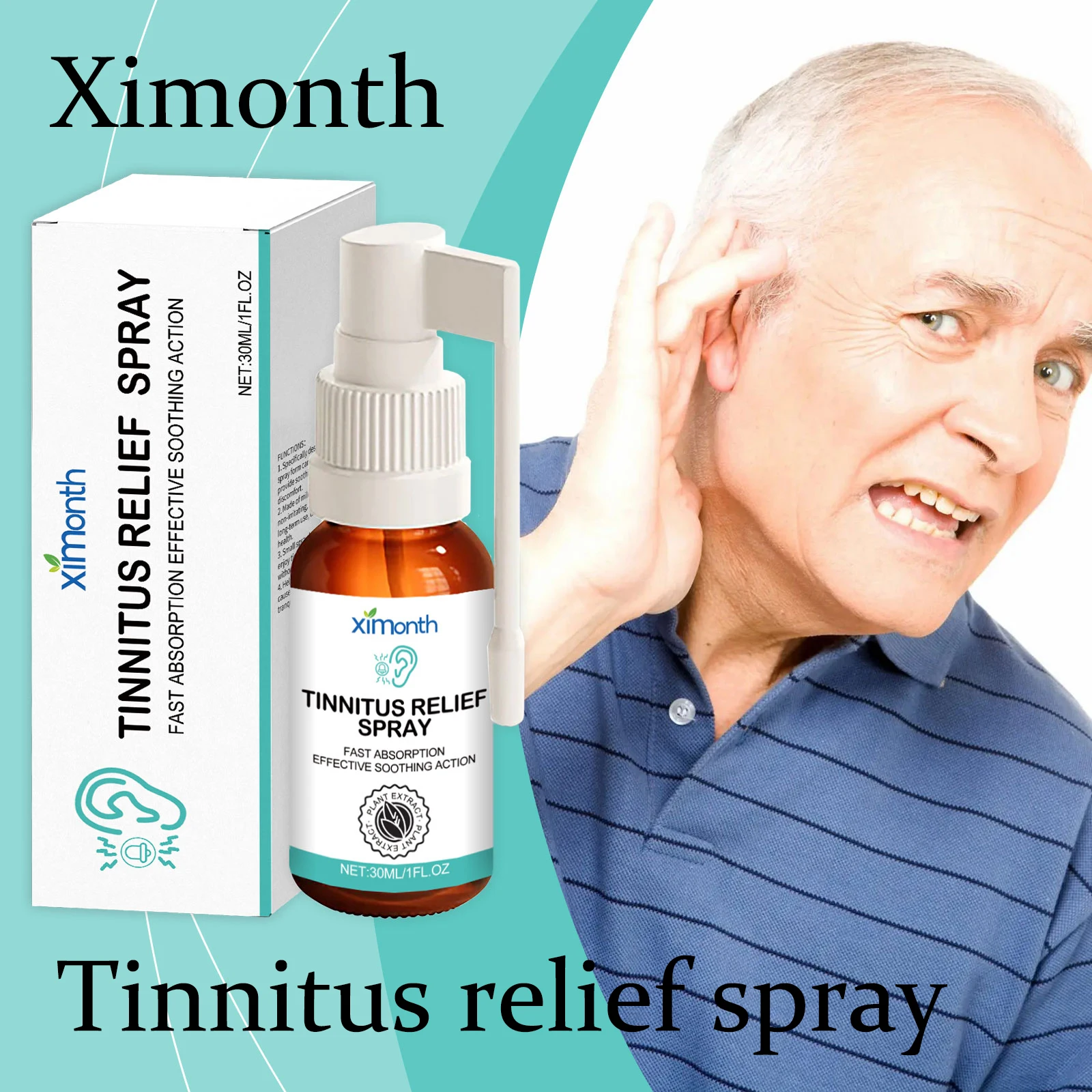 

Натуральный спрей для ухода за ушами, облегчение дискомфорта ушей, питательный, успокаивающий, снимает шум в ушах, против кольца, ежедневный спрей для ухода за ушами