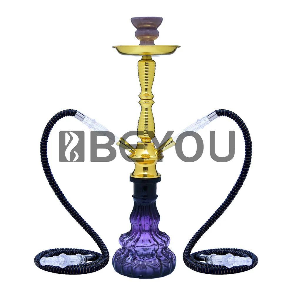 20 Inch Glass Hookah Retro Arabic Shisha Hookahs Set Two Silicone Tube Metal Tray Chicha Cream Bowl Accessories Kit