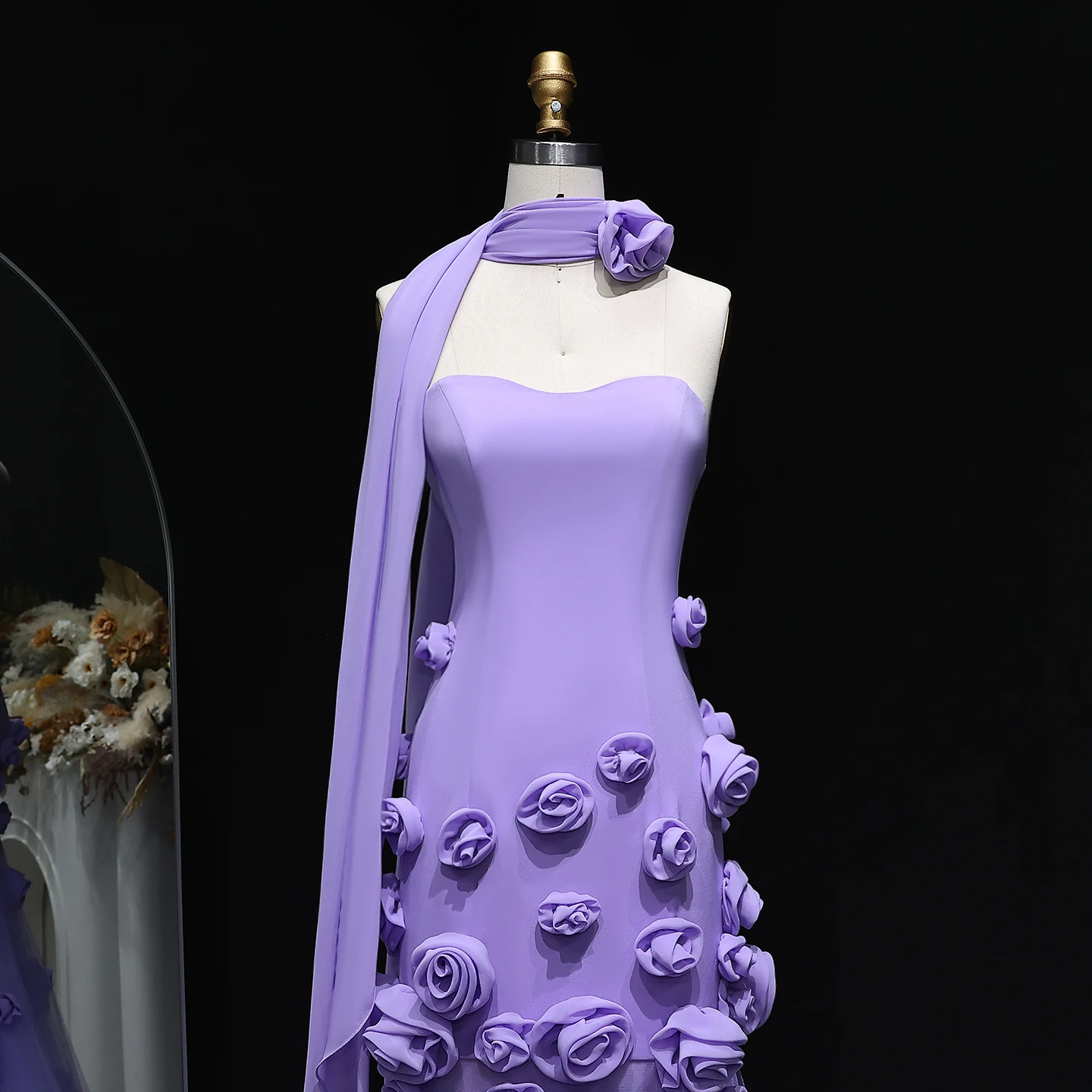 Sharon Said Dubai Elegant Pink Flowers Evening Dresses 2025 Wedding Formal Long Side Slit Girls' Party Dress SS207 Customized image 3