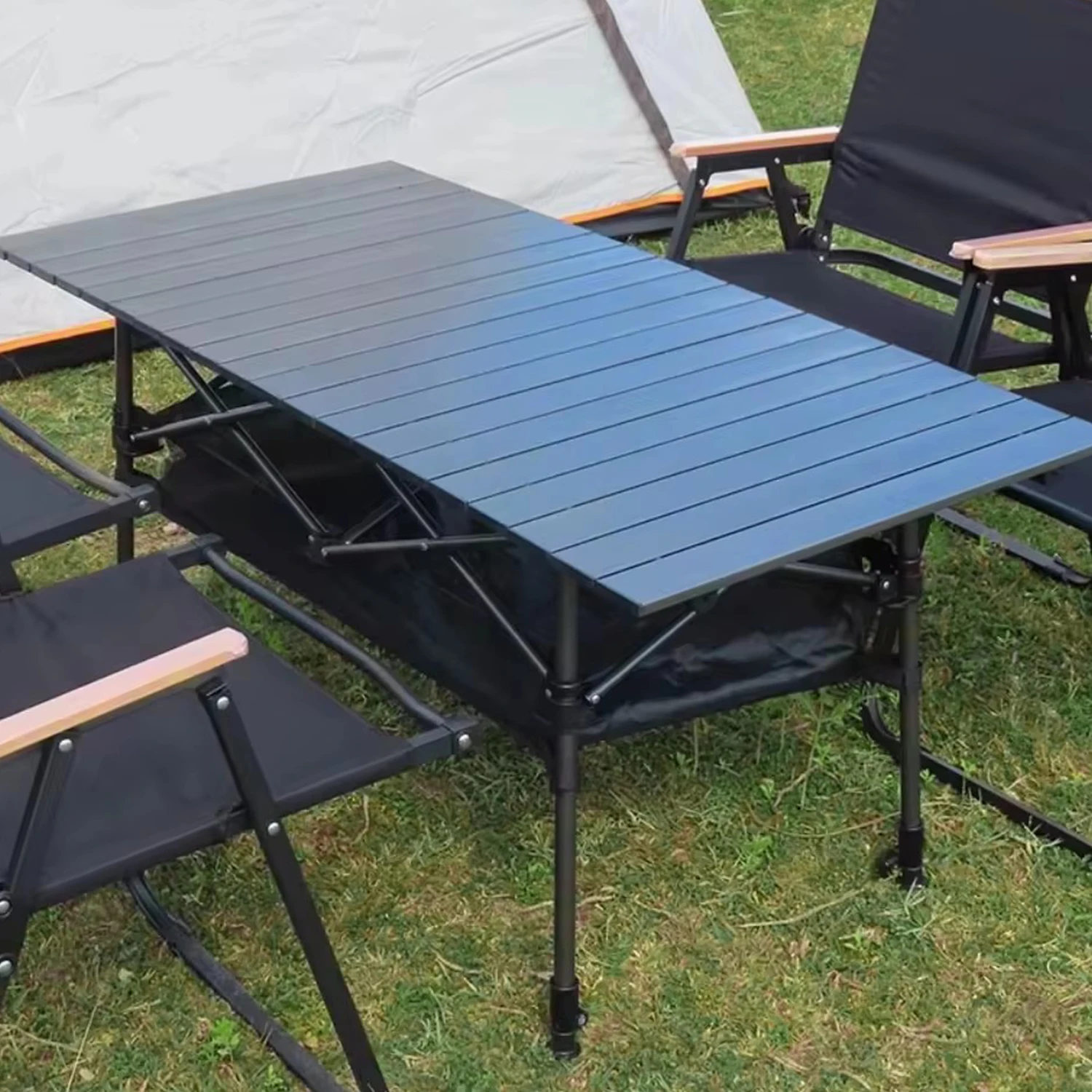 1.2M Outdoor Folding Portable Camping Table Removable Storage Picnic Table Camping Barbecue Lightweight Metal Egg Roll Table