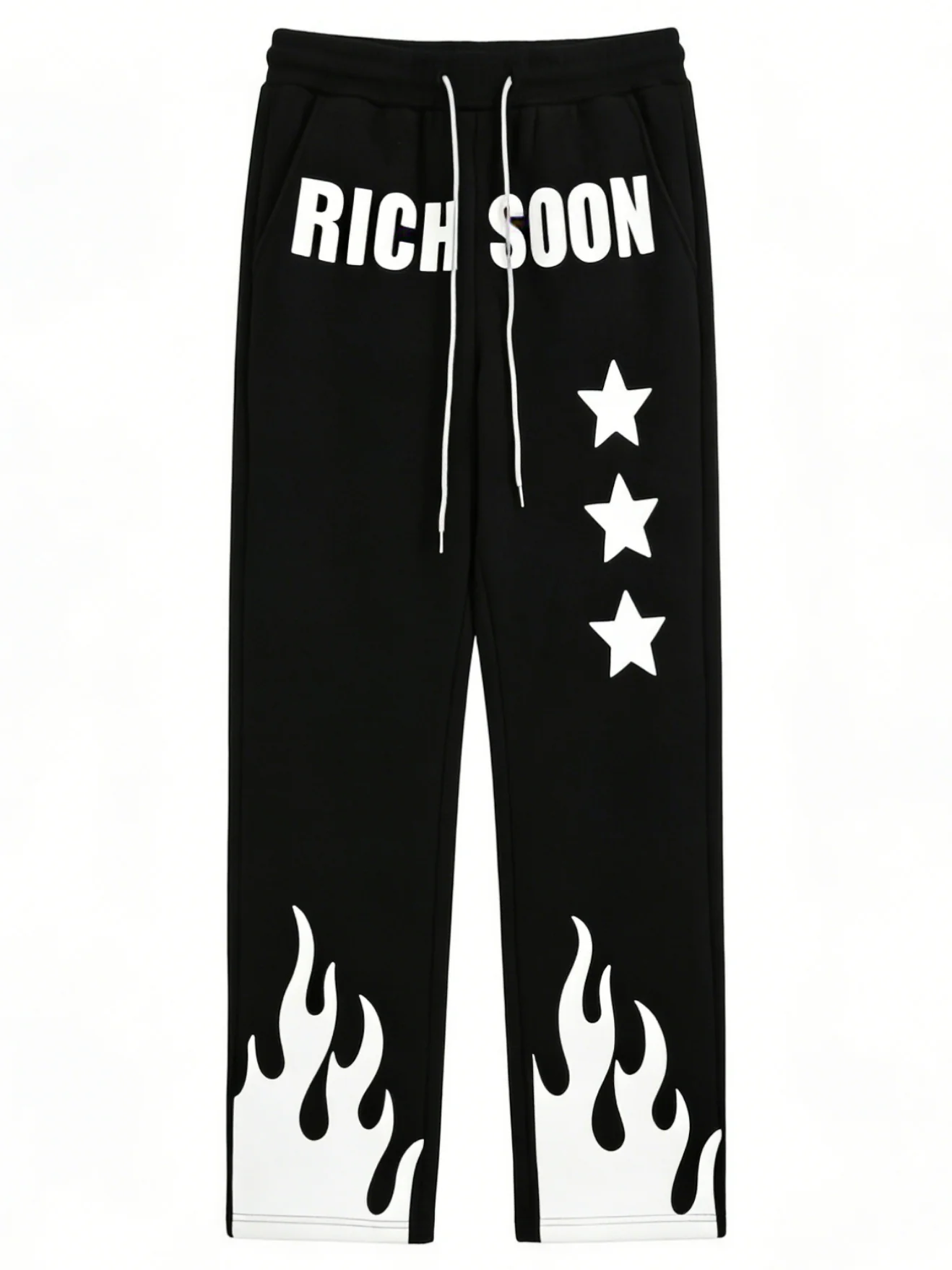 

Men's Elastic Waistband Letter Print Casual Pattern Sweatpants Streetwear Long Pants Flared Pants Men