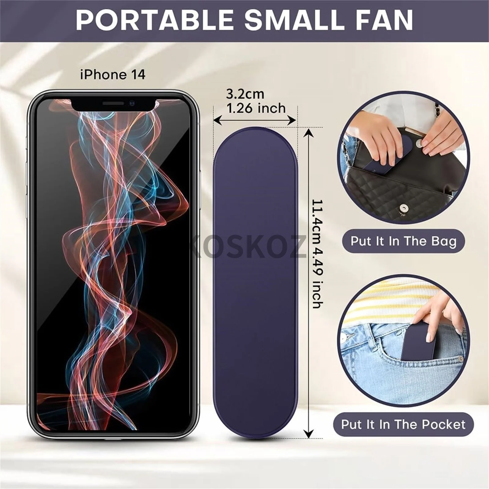 Portable Handheld Fan, 2 IN 1 Mini Hand Fan, USB Rechargeable Personal Foldable Fan for Indoor, Small Pocket Fan for Outdoor