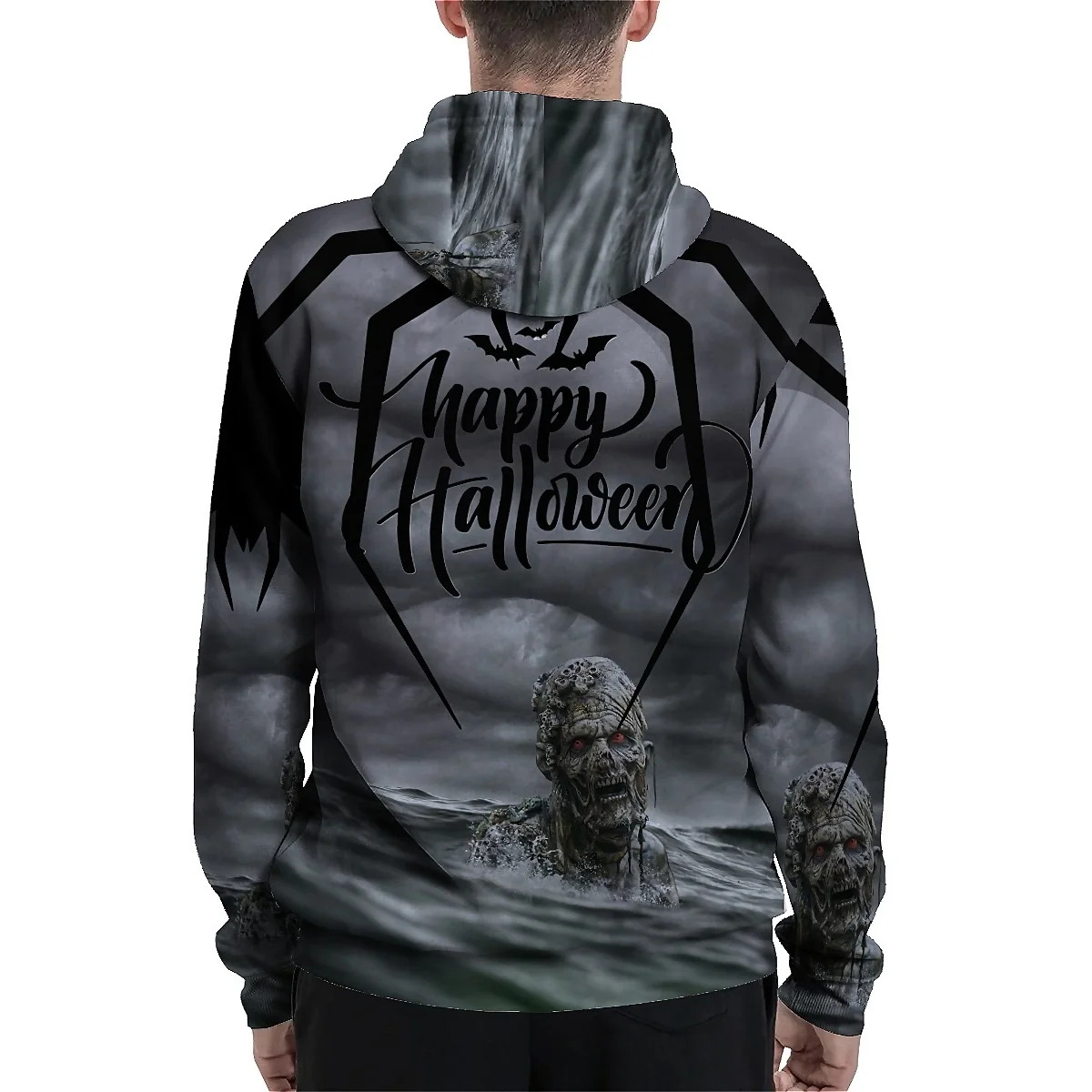 SONSPEE unisex hoodie combines street fashion and autumn vibes, with long sleeves and a 3D skull graphic for a daring look