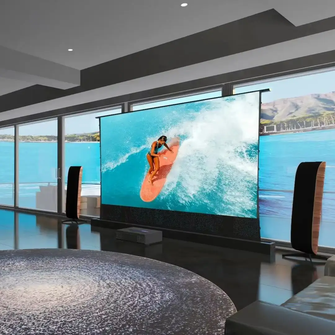 72''-150''Motorized Floor Rising Projector Screen T-Prism ALR Ultra Short Throw Screen for AWOL Formovie Hisense Laser Projector