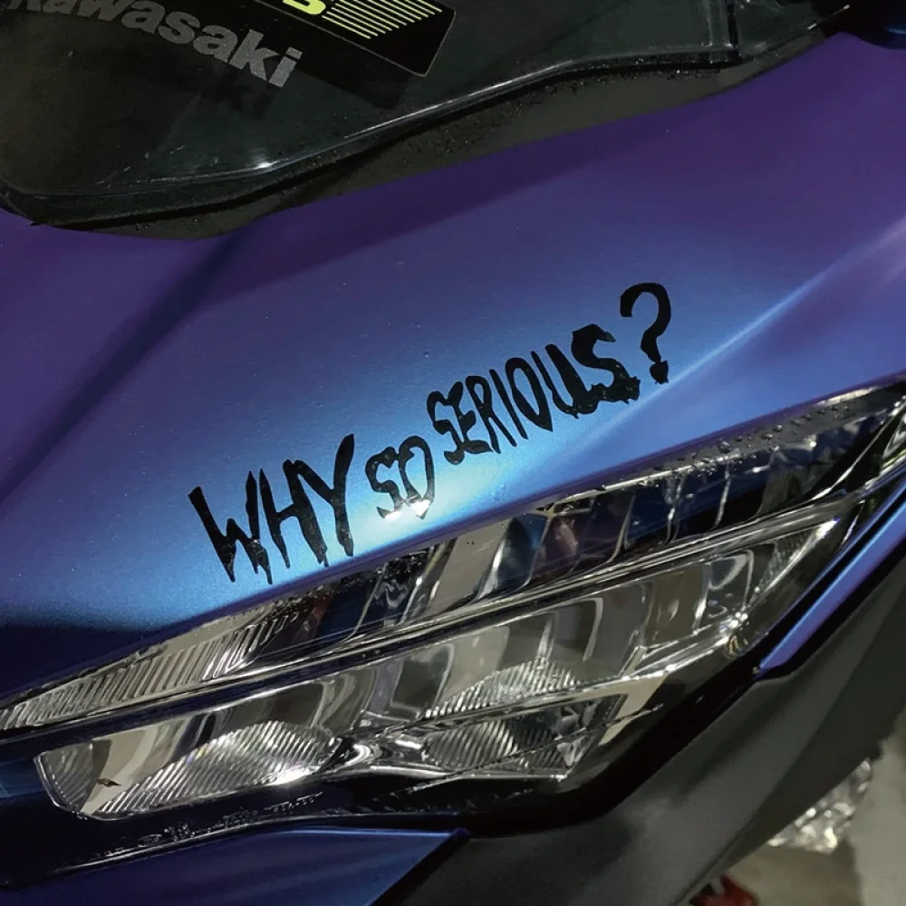 Why So Serious? Car Stickers Movie Lines Joker Personality Creative Letters Decorative Lamp Eyebrows Vinyl Decals