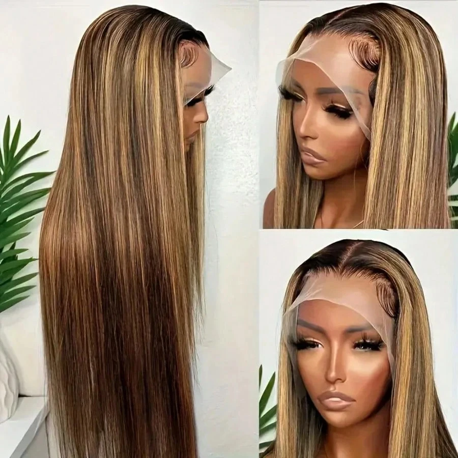 

30 40 Inch Highlight 13x6 Lace Frontal Wig Human Hair Straight 360 Full Lace Front Human Hair Wigs Colored 100% Human Hair Wigs