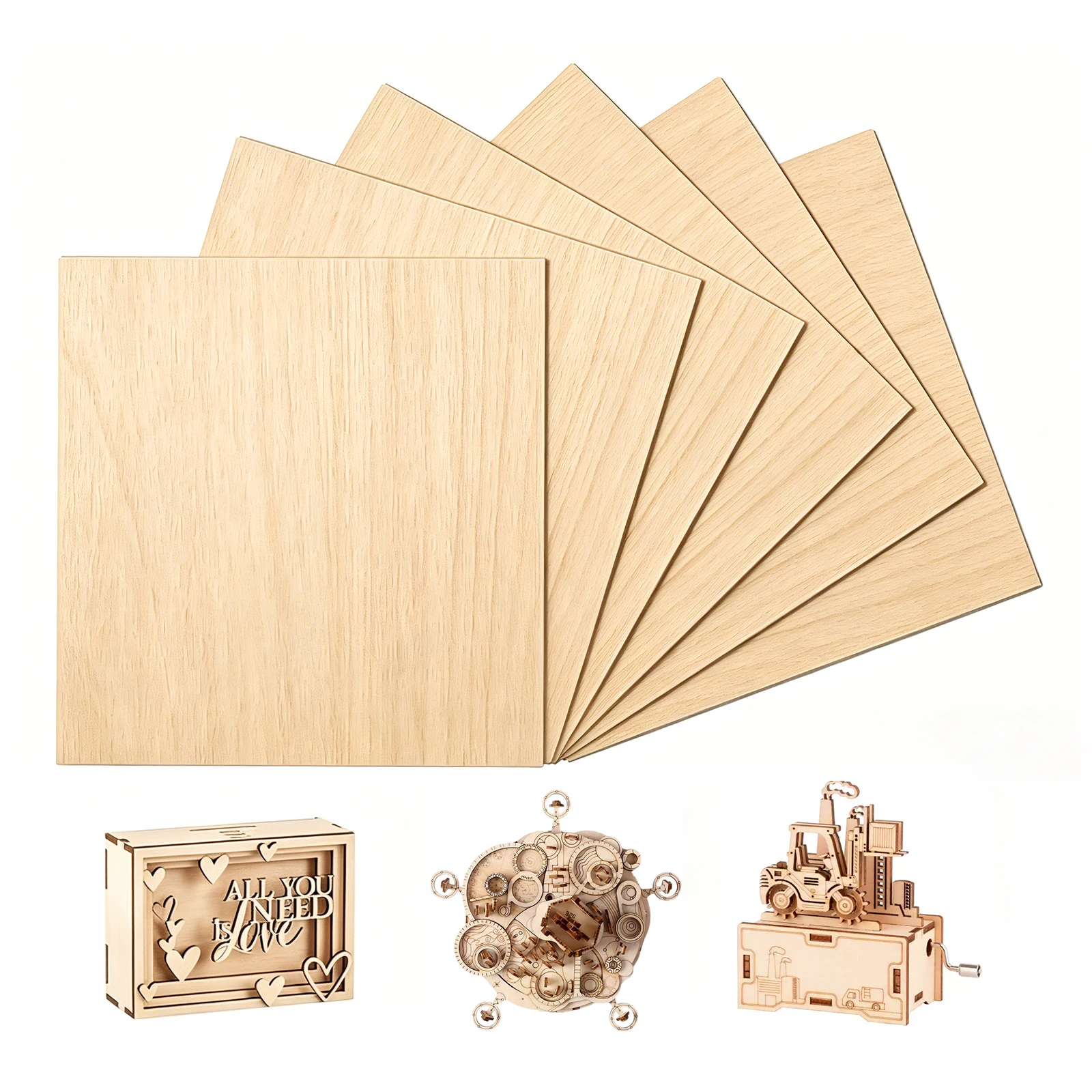 

20Pcs 3mm Unfinished Balsa Wood Sheets for Laser Engraving, Cutting & DIY Crafts, Natural Plywood for Painting, Wood Burning & Model Making Projects