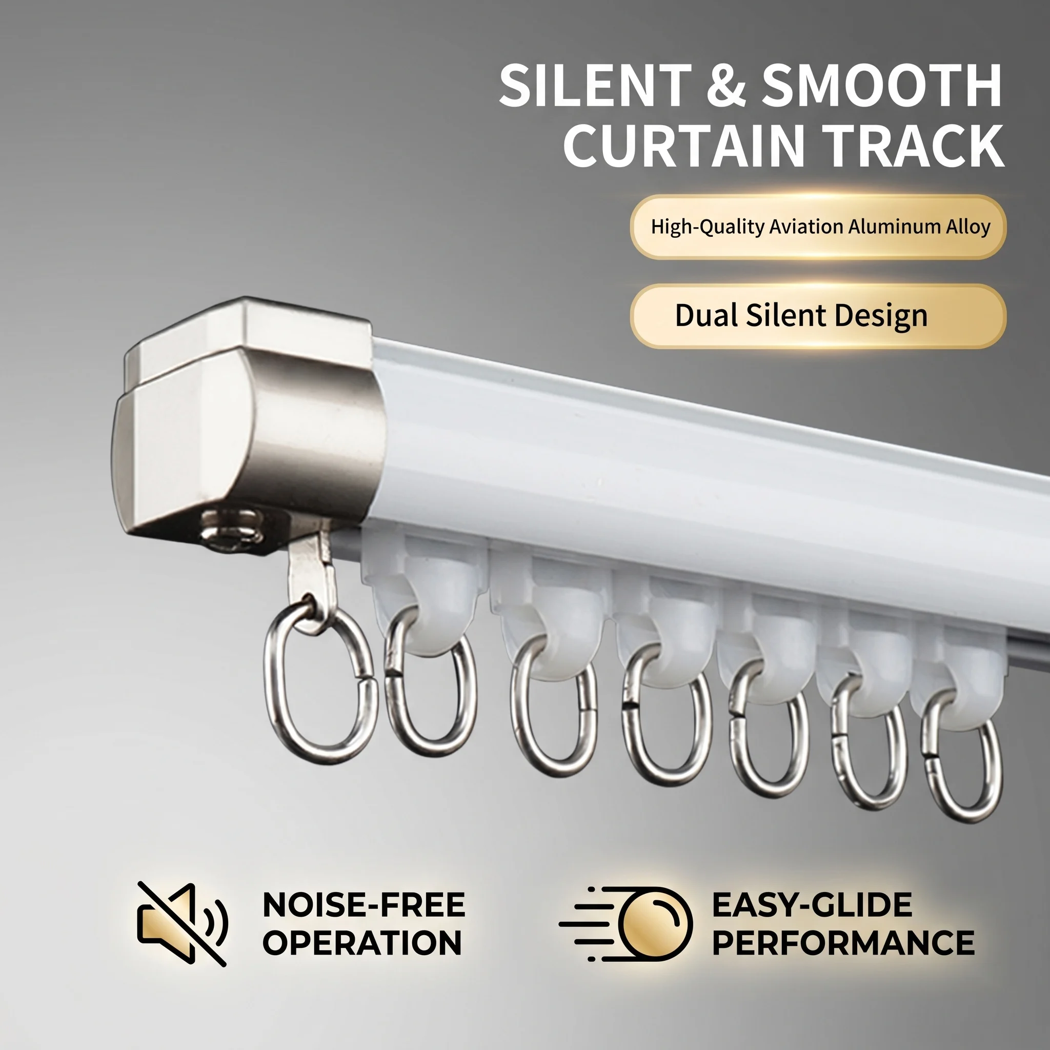 LAMREY Ceiling Curtain Track, Curtain Track with Roller Hooks, 3ft - 13ft Ceiling Mounted Rail Set for Room Divider, White