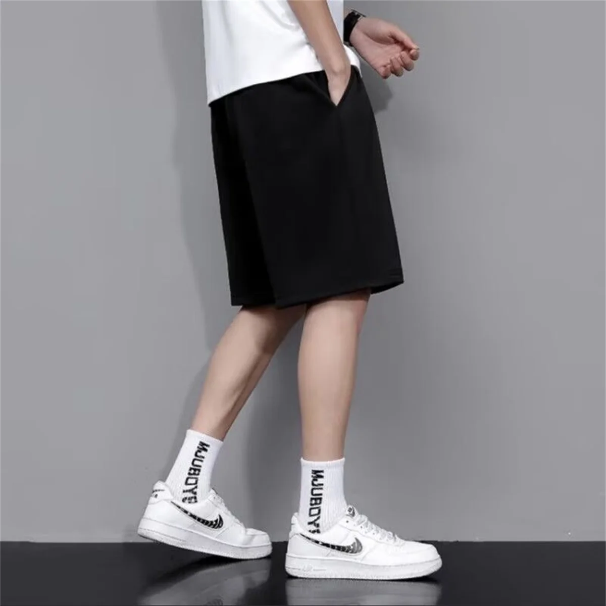 Summer Running Shorts for Men Casual Jogging Sport Short Pants Solid Color Drawstring Loose Dry Gym Sports Shorts