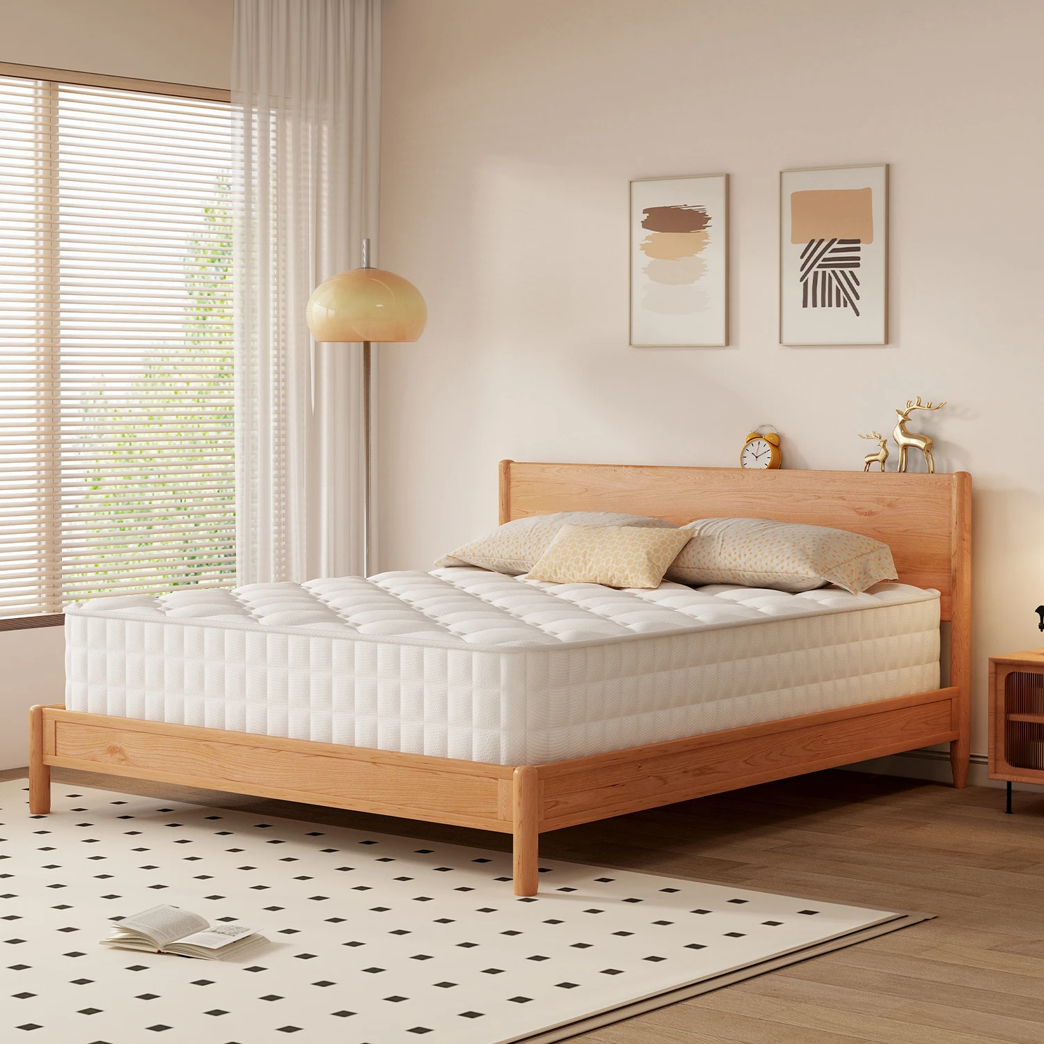 Matelas Hiazurm 90x190, hauteur 25 cm, matelas à ressorts 7 zones, dureté H3, avec drap-housse