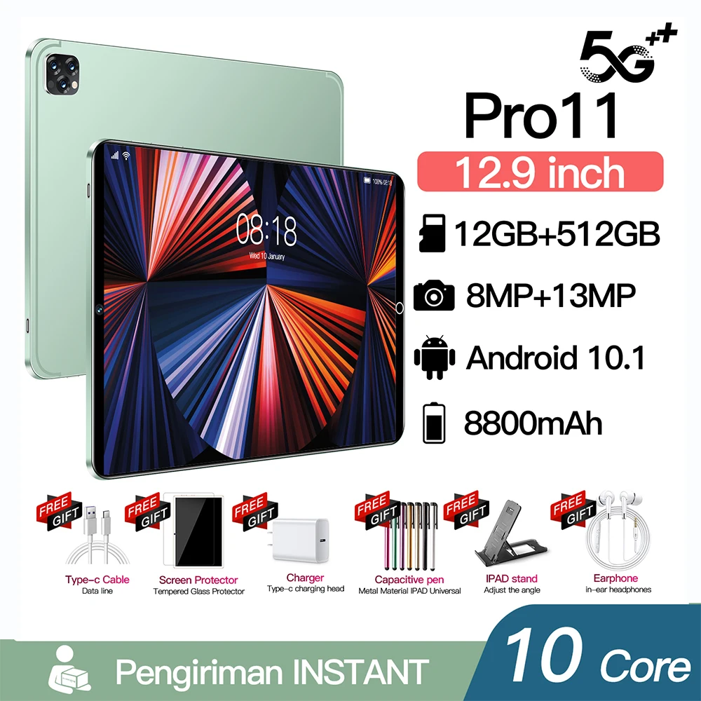 Pad 11Pro Tablet 10inch 12GB 512GB 8800mAh Android 10 10 core MTK6797 Bluetooth 5.0 5G Dual SIM Card GPS FM Wifi Google Tab PC