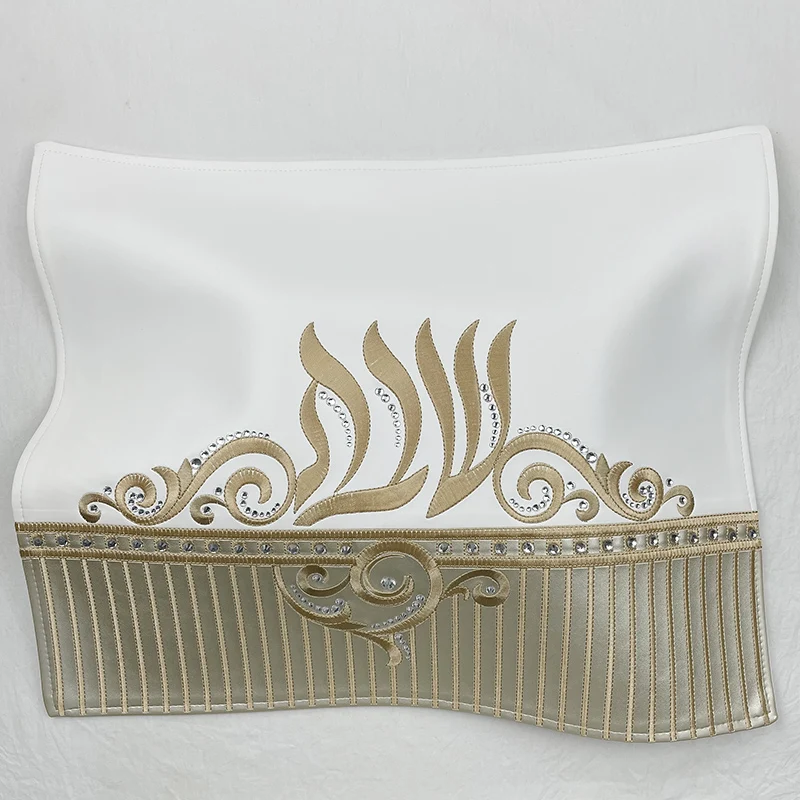 Stone PU Leather Challah Cover for Shabbat With the words in Hebrew Embroidery