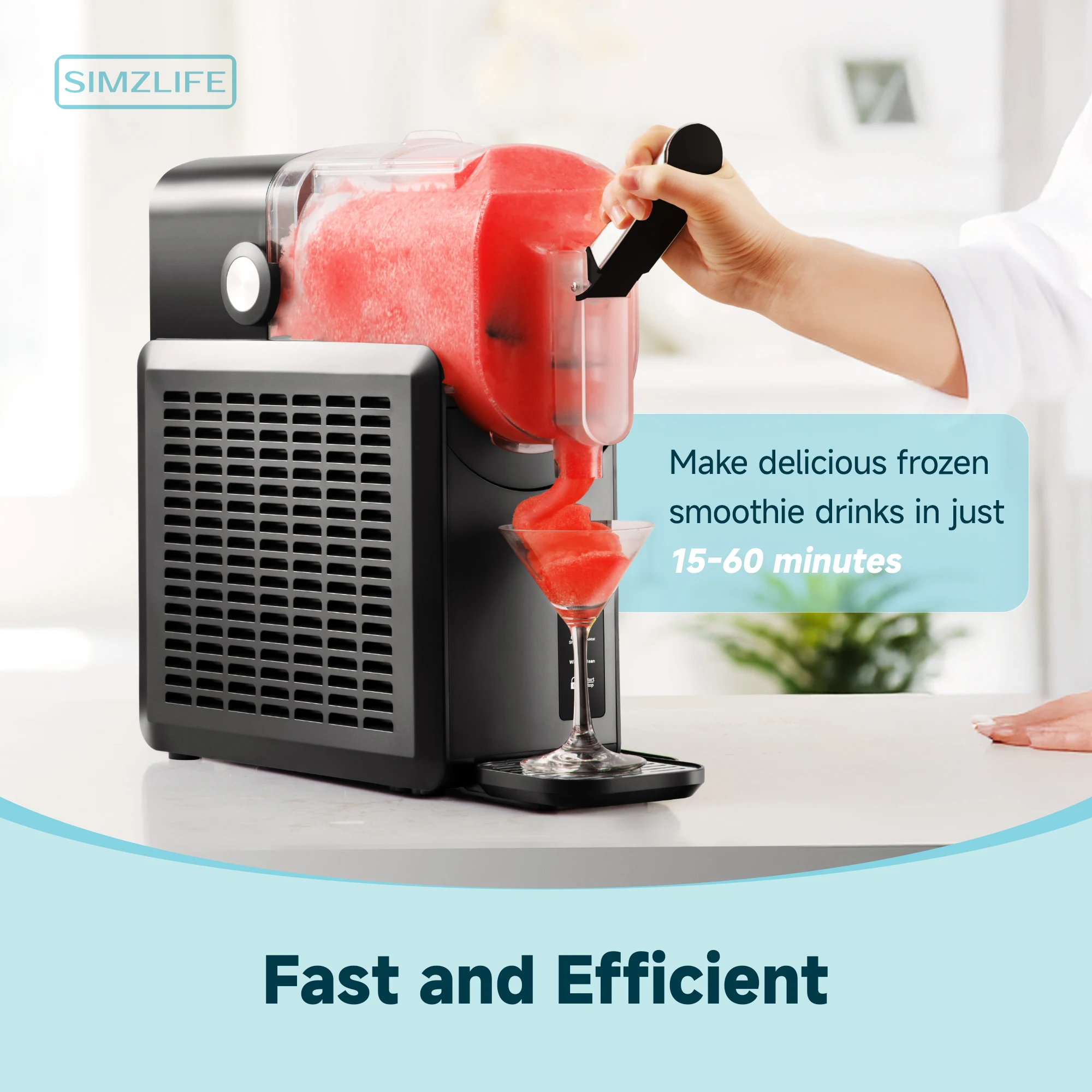 آلة سلاش احترافية من SIMZLIFE ، آلة تحضير المشروبات المجمدة للمنزل ، لا حاجة إلى الثلج ، وظيفة التنظيف الذاتي ، 5 برامج ، 88 أونصة