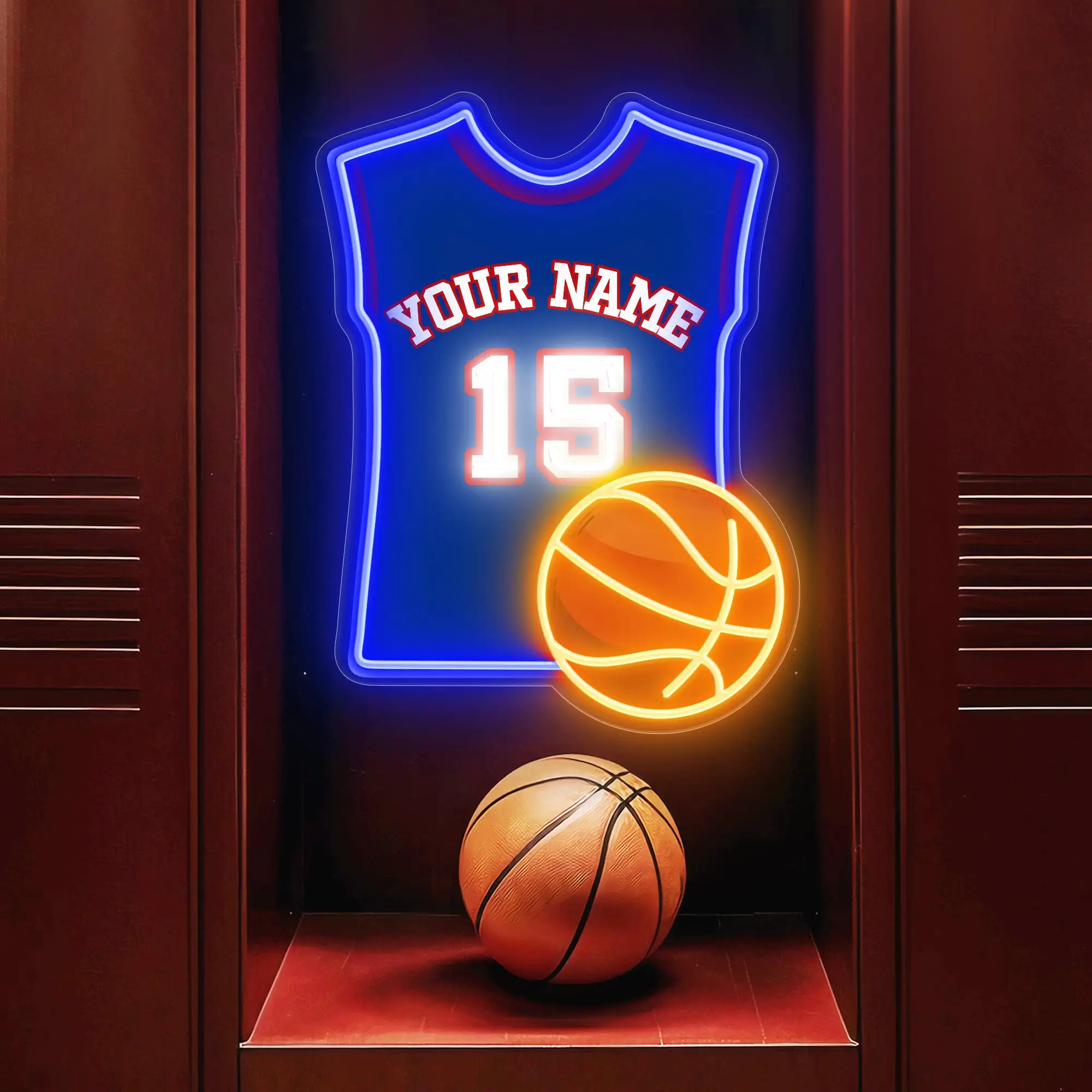 Custom Basketball Jersey Neon Sign Personalized Basketball Player Birthday Gifts Game Room Wall Decor Teens Bedroom Night Sign