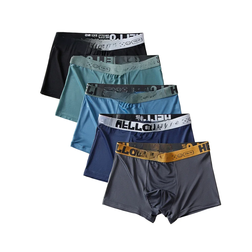 Shorts de Boxer Respirável Masculino, Lingerie Convexa U, Calcinha Sexy, Roupa Interior De Seda De