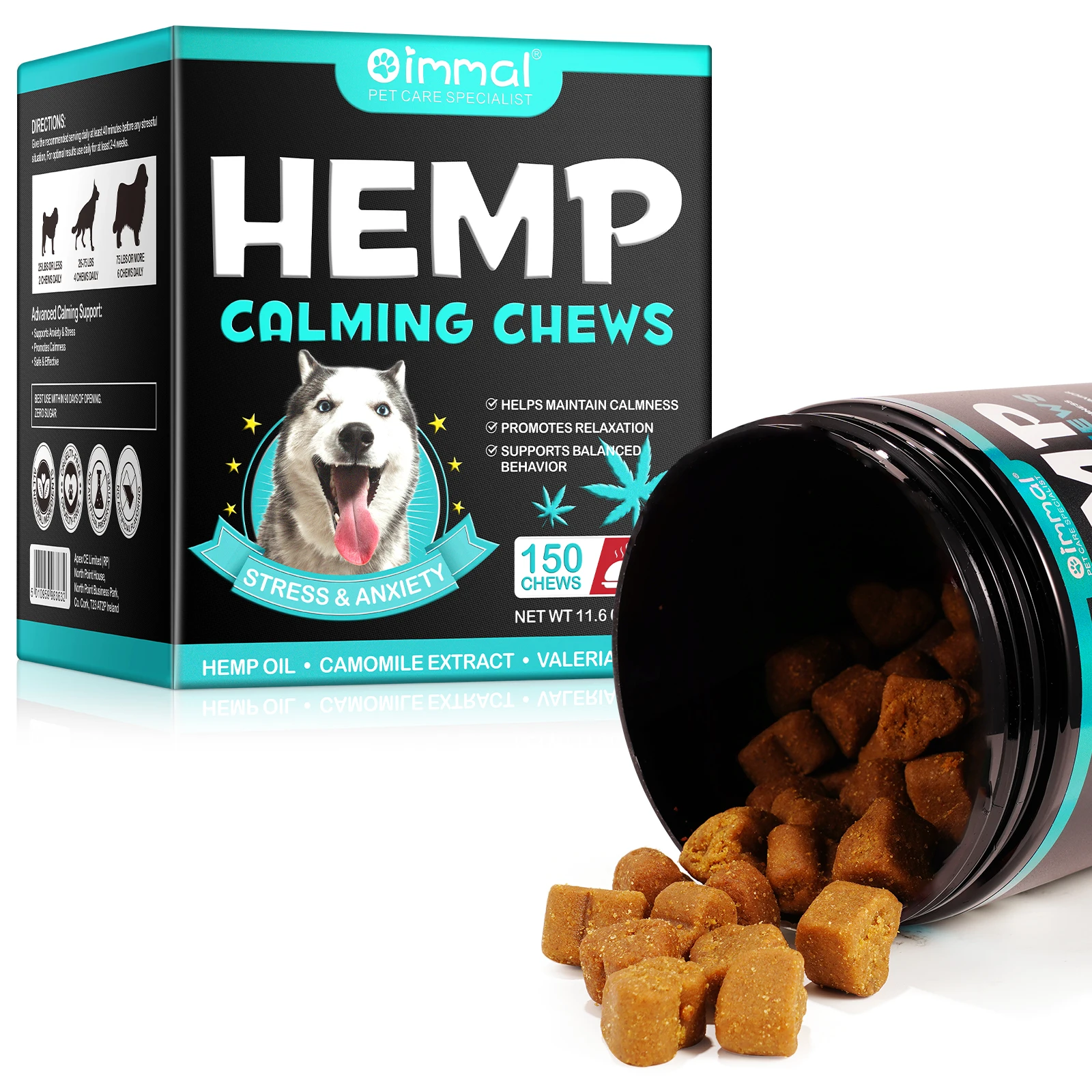 Calming Chews for Dogs with Anxiety and Stress 150 Soft Dog Anxiety Relief Storms Barking Separation Valerian Root Natura Oil