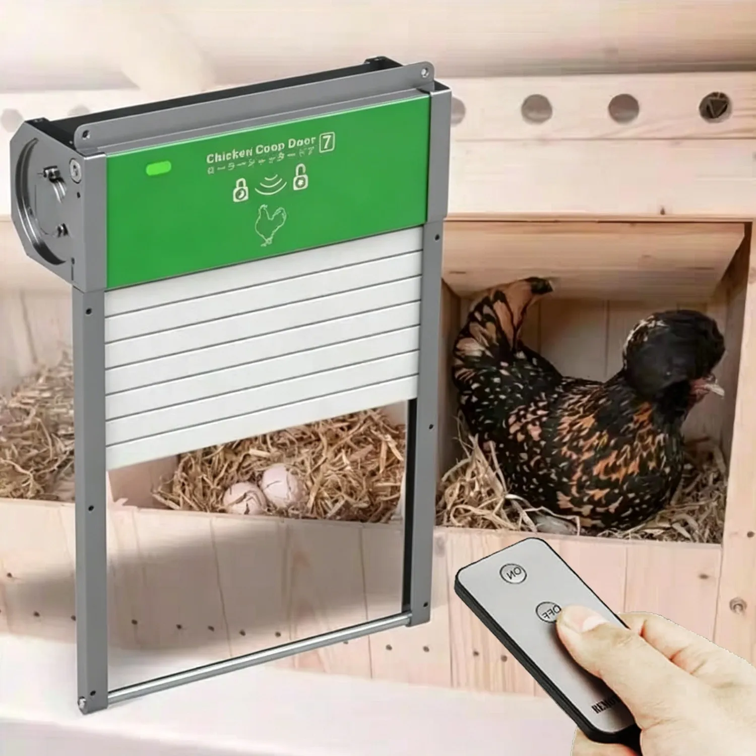 Porte de poulailler automatique à roulement solaire avec minuterie anti-pincement, télécommande, en alliage d'aluminium pour volailles