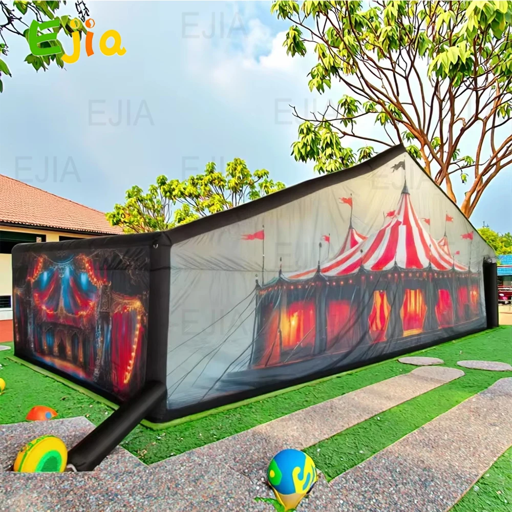 Custom Print Giant  Inflatable Halloween Labyrinth Hide-and-seek Haunted Clown House Oxford Portable Horror Halloween Maze